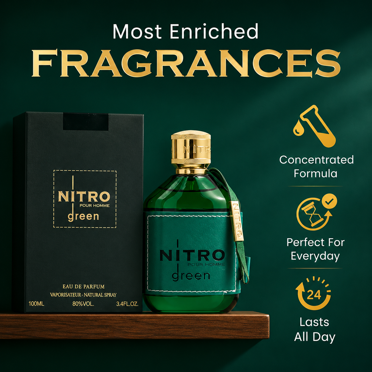 Dumont Nitro Green Pour Homme Eau de Parfum 3.4 oz / 100 ml